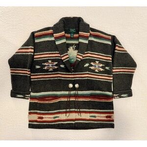 Lauren Ralph Lauren chunky handknit aztec southwest cardigan sz small *rare*